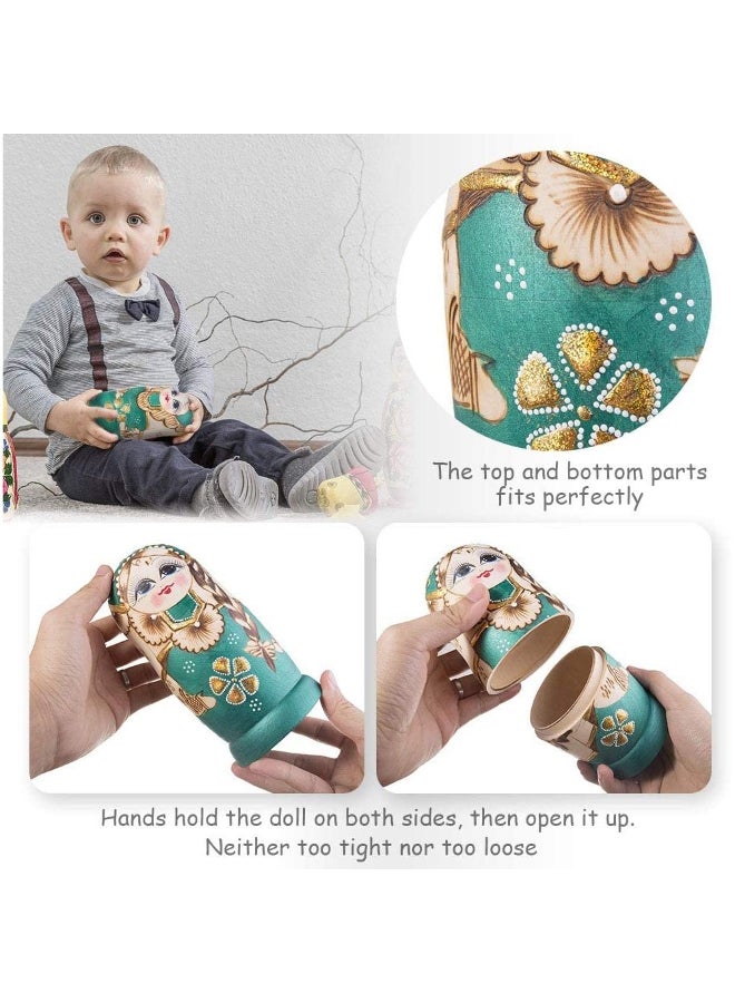 Nesting Dolls Matryoshka Wooden Stacking Nested Set 7 Pcs Handmade Toys for Kids Children  Mother's Day Birthday Home Room Decoration - Image 4